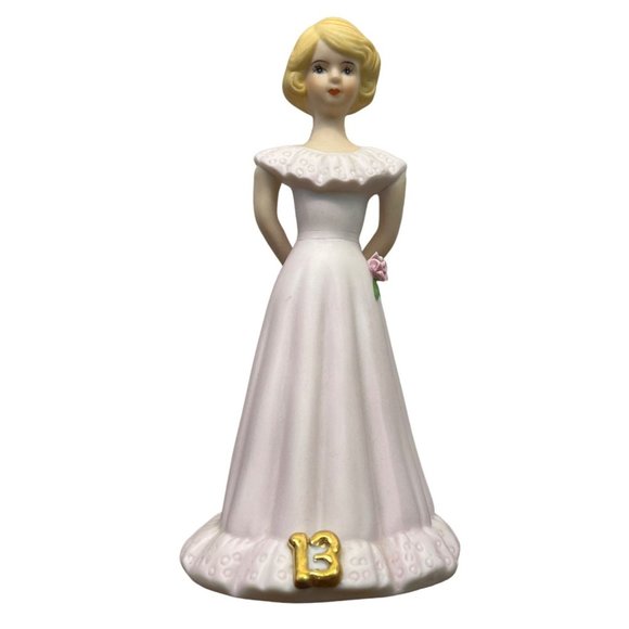 Growing Up Birthday Girls Age 13 Porcelain Blonde Figurine 1981 Enesco - Picture 8 of 8